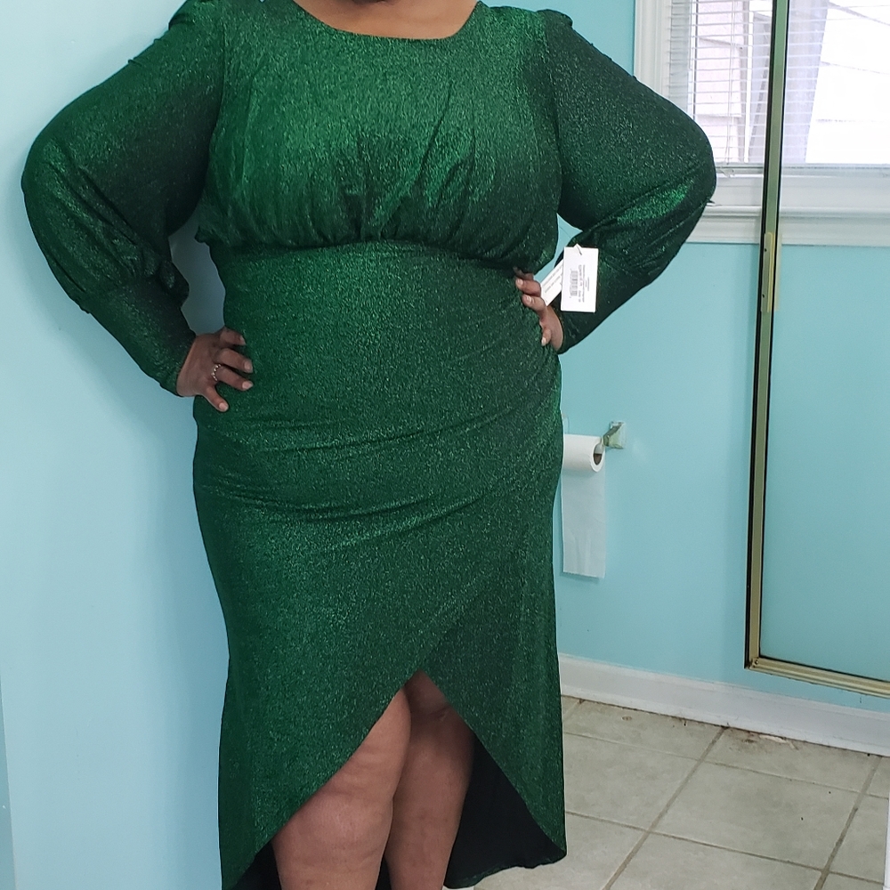 Shimmer green evening dress